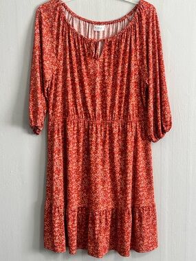 Kaileigh Rust Floral Tiered Peasant Dress